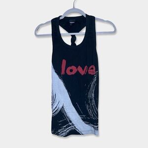 DESIGUAL Top Size M Black Gray Red 'love' Text GUC